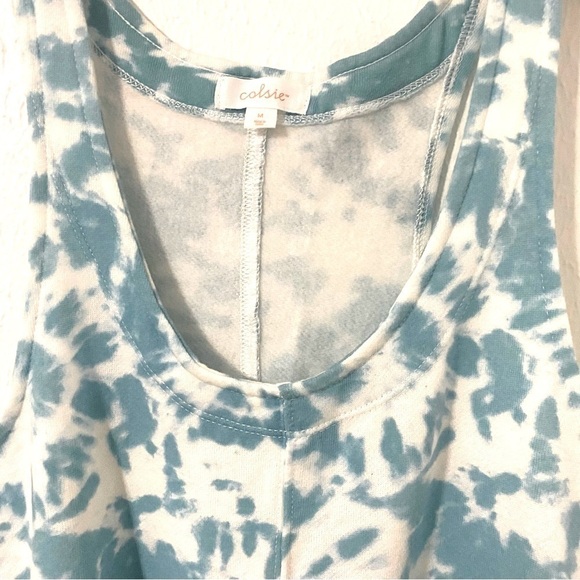 Colsie Blue Tie Dye Jumper Romper Crop Jumpsuit Fleece Lounge Casual Size Medium - Picture 3 of 12